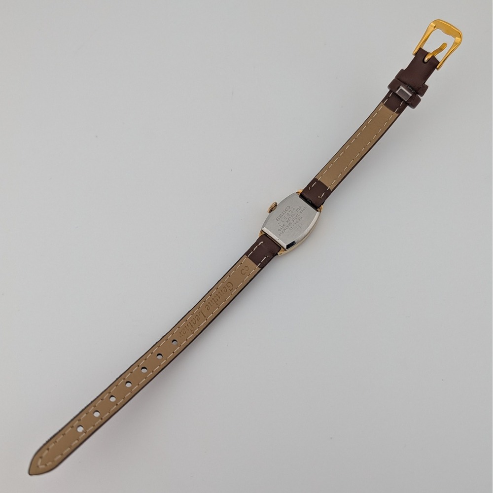 Vintage Seiko Chocolate Brown Dial Oval Mechanical Watch Gold Tone 11-7039 - Picture 10 of 10